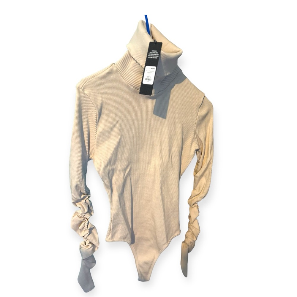 💛 Women's Ribbed Turtleneck Bodysuit With Scrunched Sleeves 💛